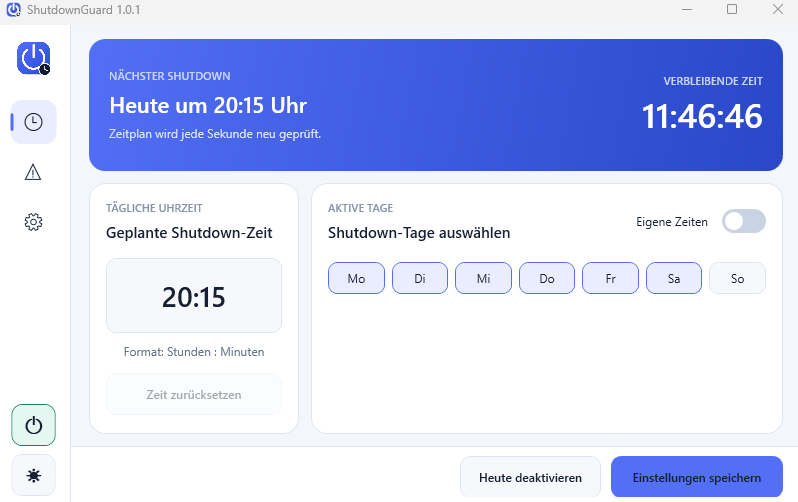 Zeitplan-Ansicht im hellen Design